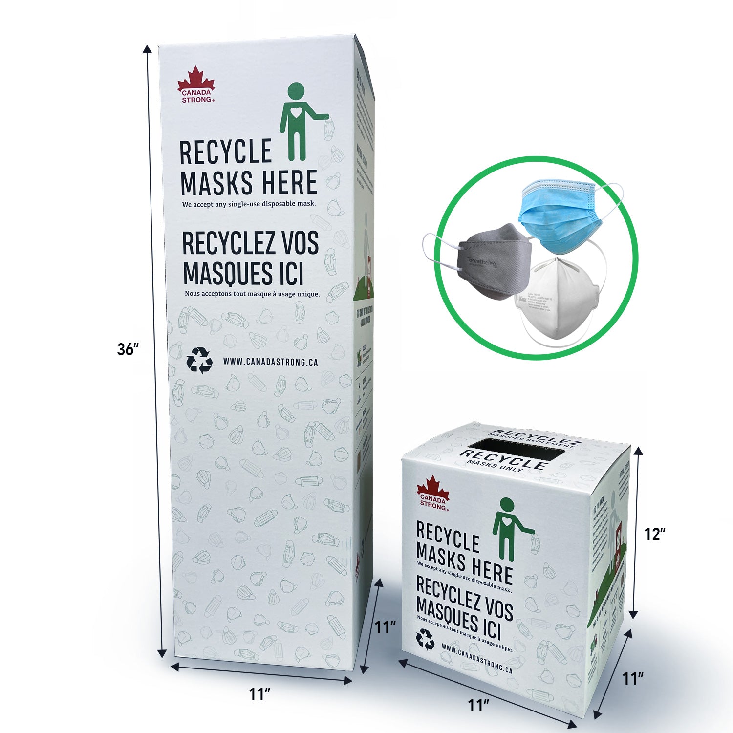 Face mask recycling bins from Canada Strong Masks