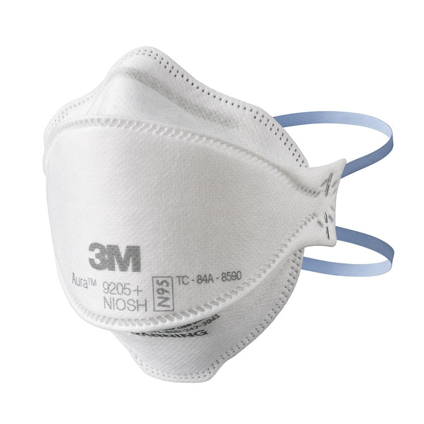 Front view of 3M Aura 9205+ NIOSH N95 face mask in stock at Canada Strong Masks a Canadian Distributor