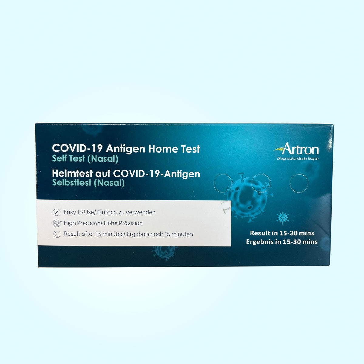 Box of 5 Artron Rapid Antigen Tests for At Home Nasal Self Test COVID 19