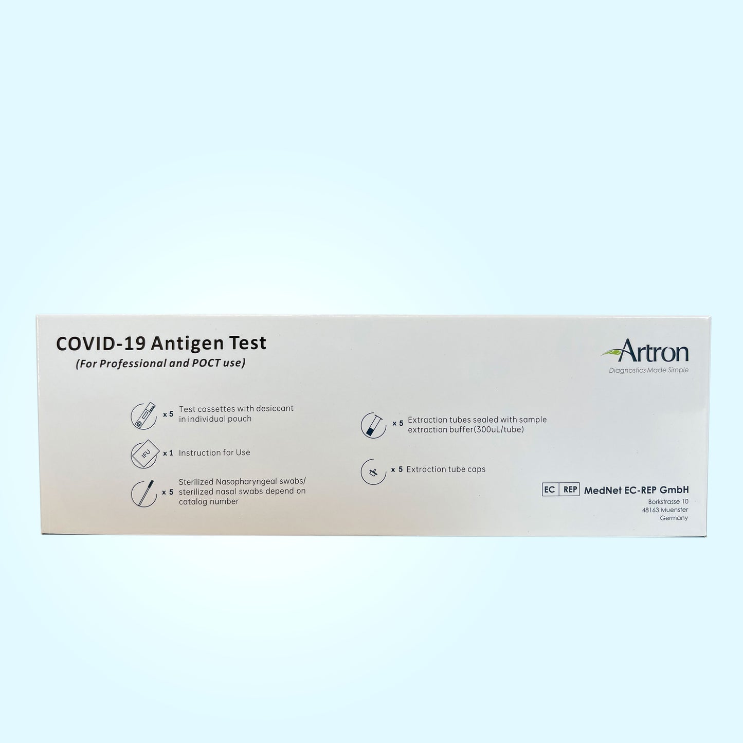 Artron COVID-19 Home / Pro Rapid Antigen Test (5 tests) - Made in Canada