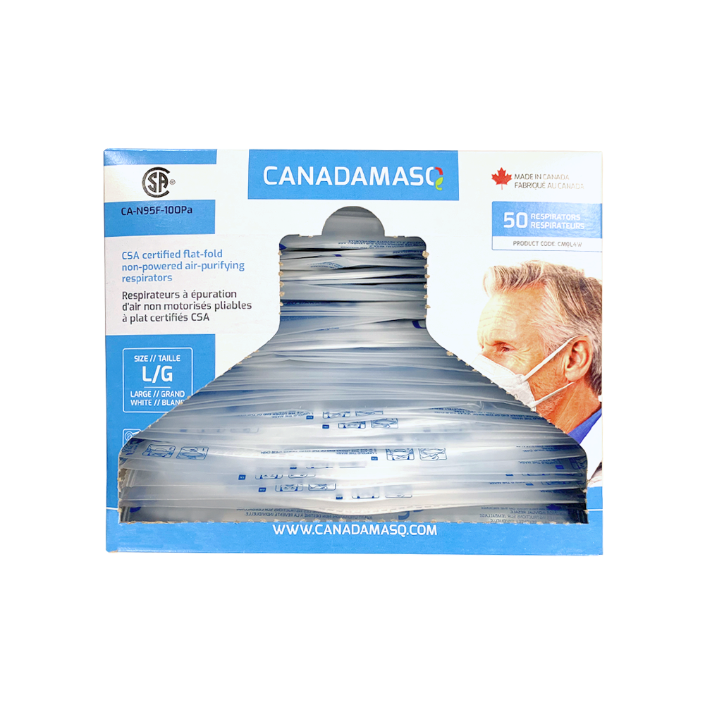 Canada Masq Q100 MEDIUM Healthcare CSA Certified Earloop Respirator - Made in Canada