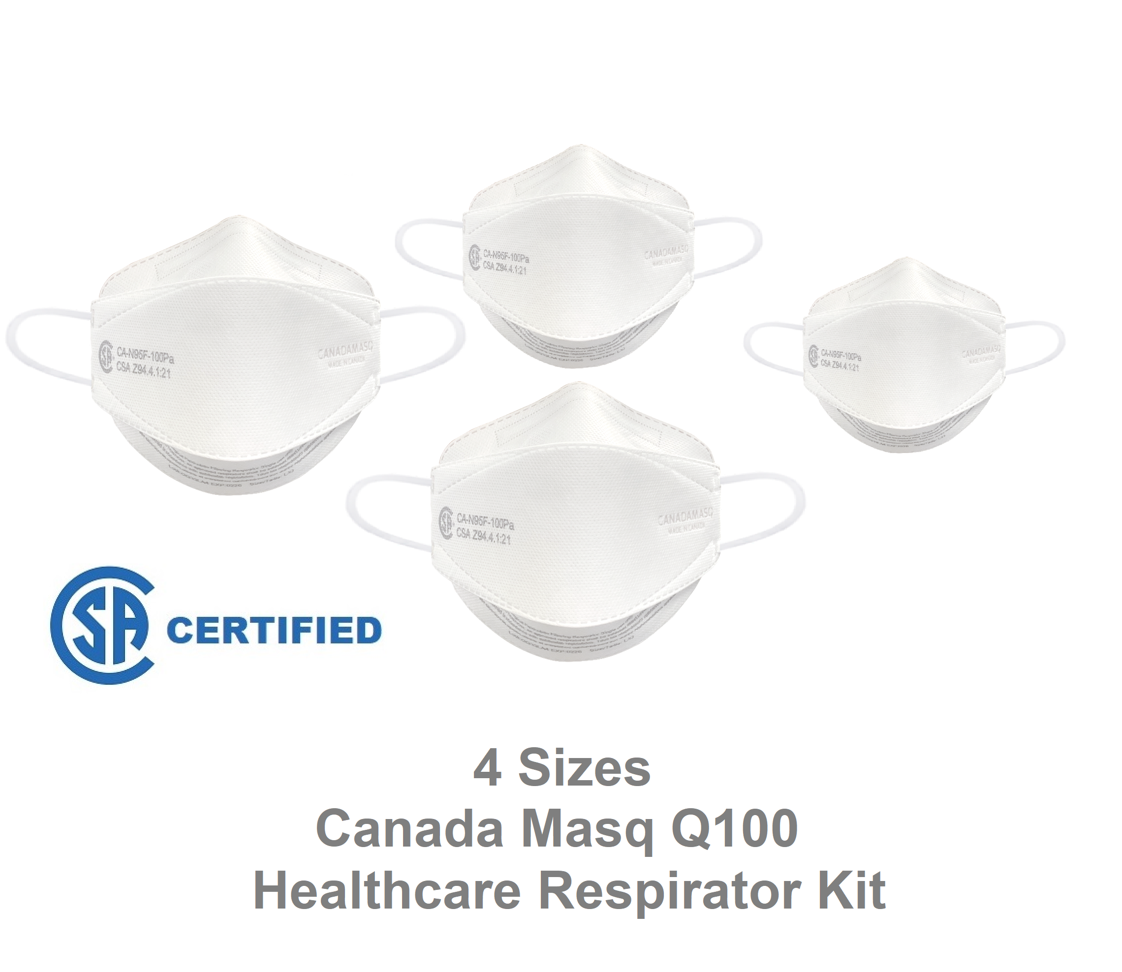 Canada Strong Masks Canada Masq White Q100 Health Care Surgical Respirator Face Mask Sample Sizing Kit 4 pieces