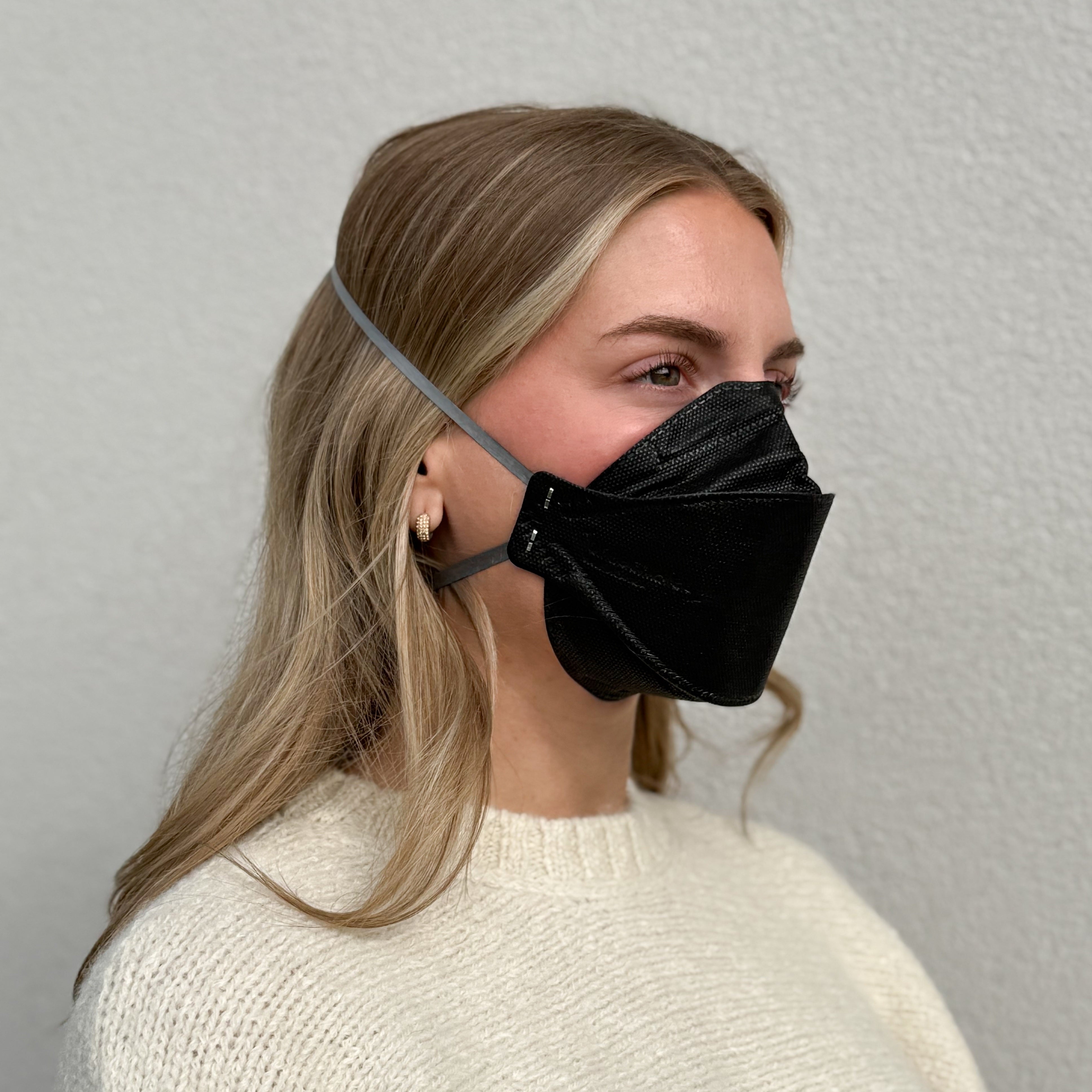 Headband Model - BreatheTeq KN95 Black Disposable Respirator Mask - Ma
