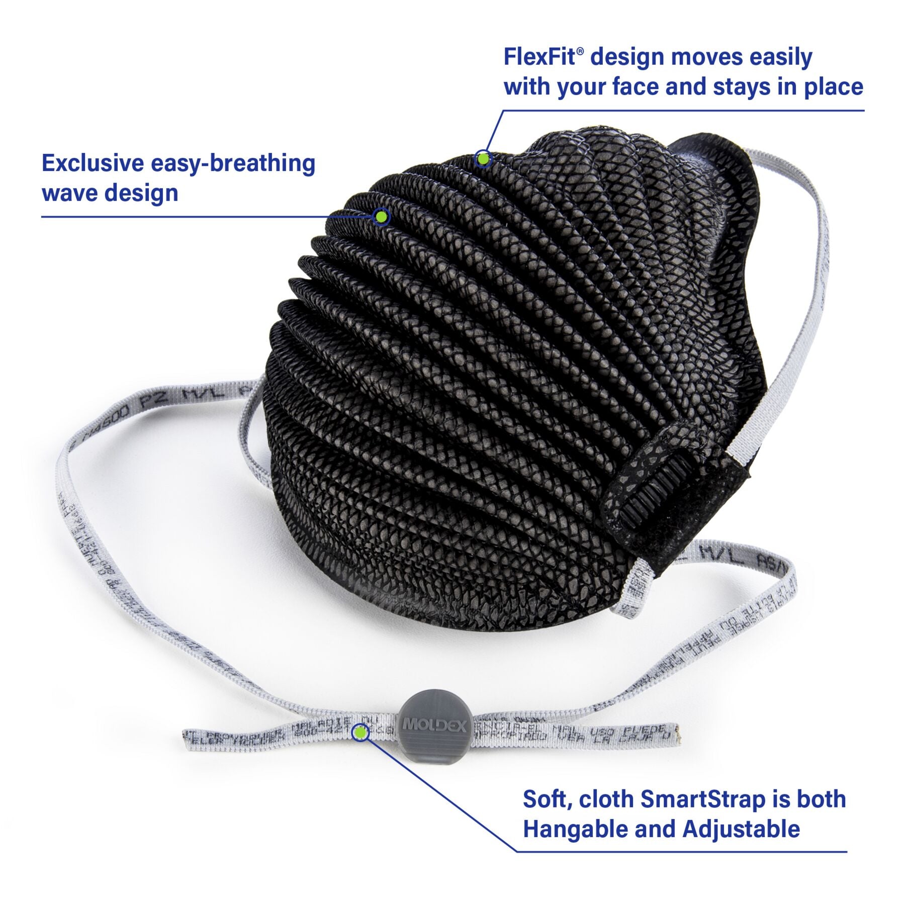 Moldex M4600 AirWave Black NIOSH N95 Respirator Mask (Medium Large)