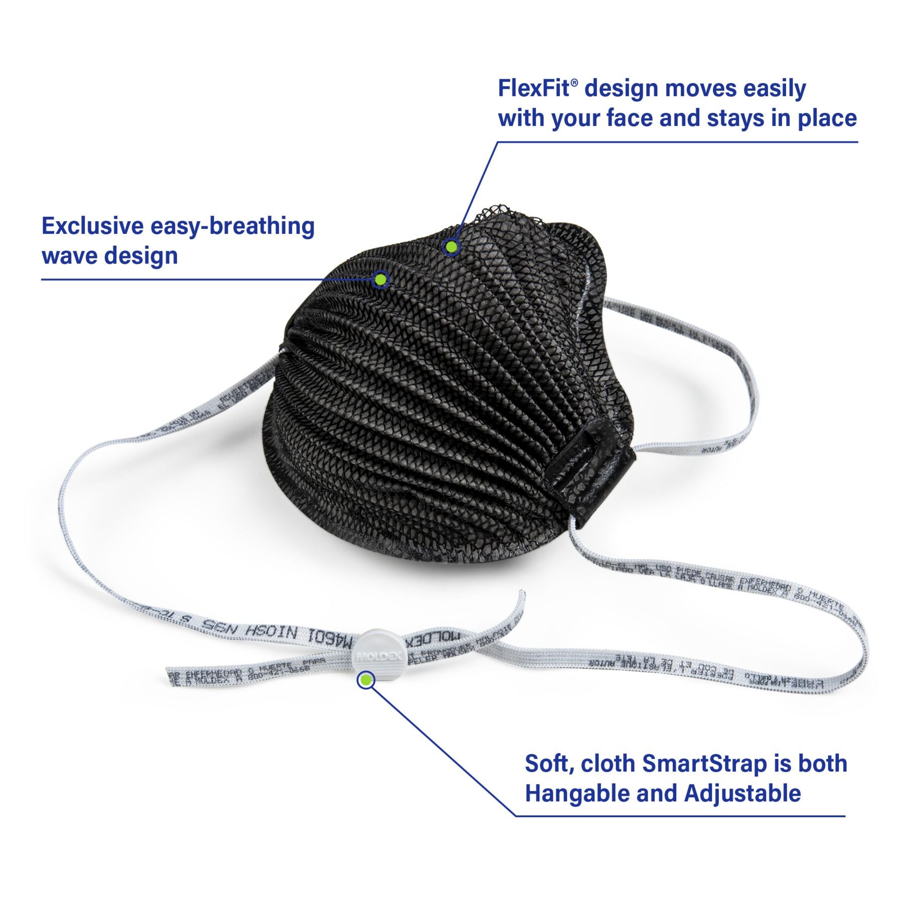 Moldex M4601 AirWave Black NIOSH N95 Respirator Mask (Small)