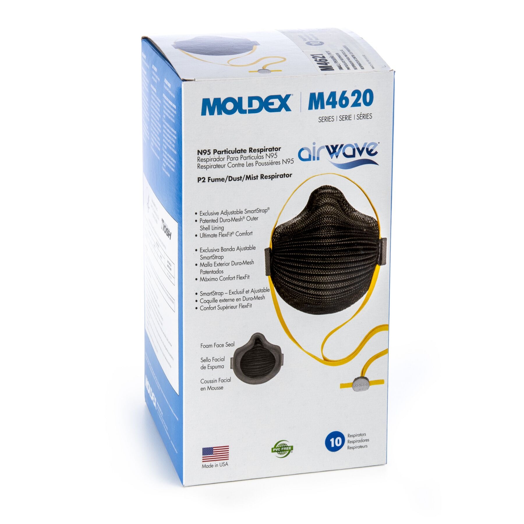 Moldex M4621 Airwave (Small) Black NIOSH N95 Respirator Mask - Made in USA