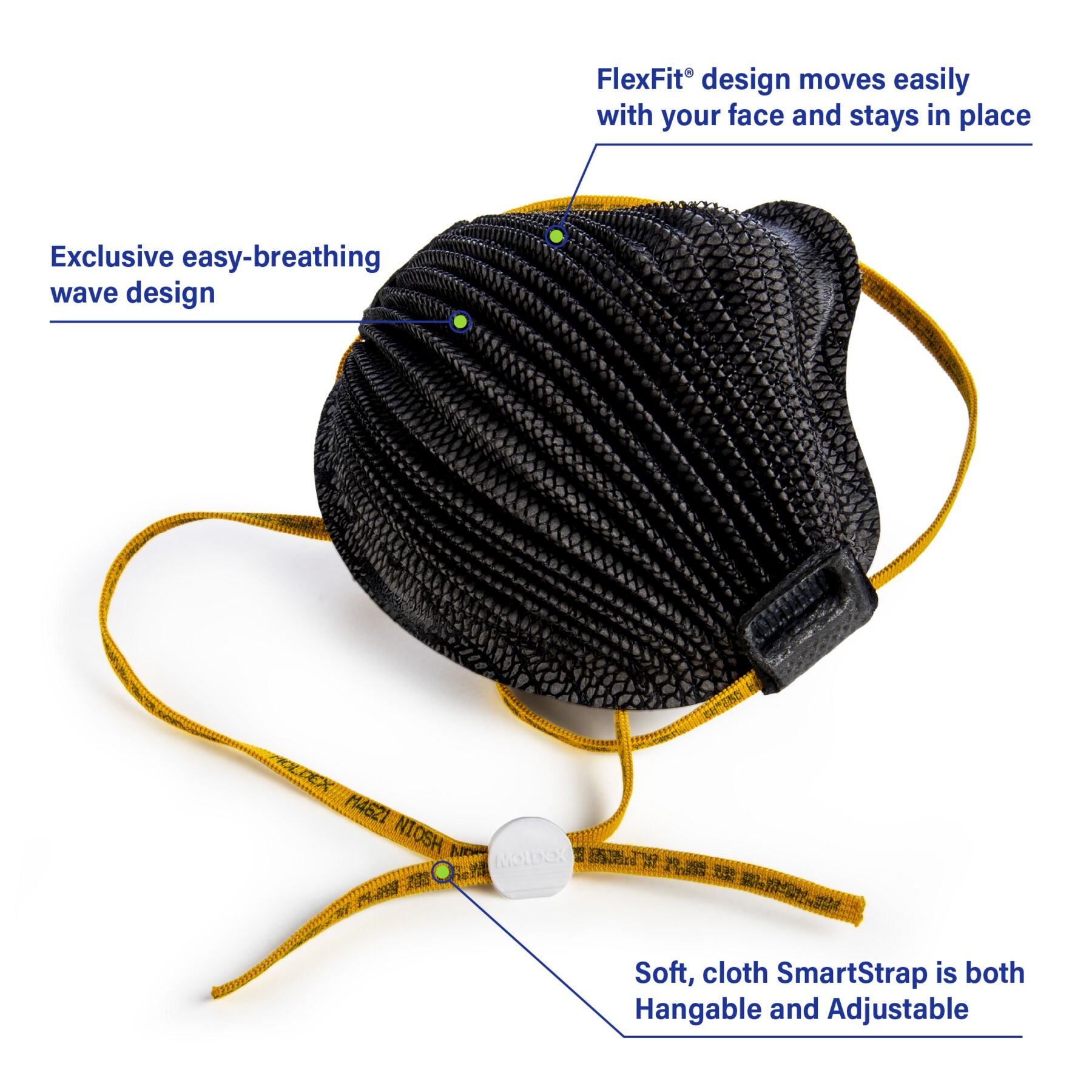 Moldex M4621 AirWave Black NIOSH N95 Respirator Mask (Size Small)