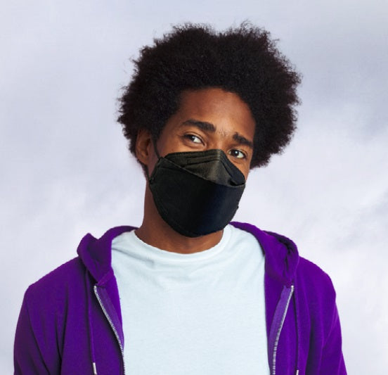 man wearing large black canada strong respirator mask masq CA-N95 KN95