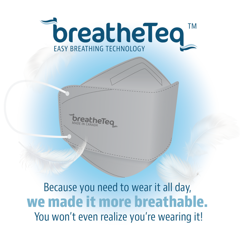 BreatheTeq KN95 Large Black Respirator Mask Made in Canada Canada