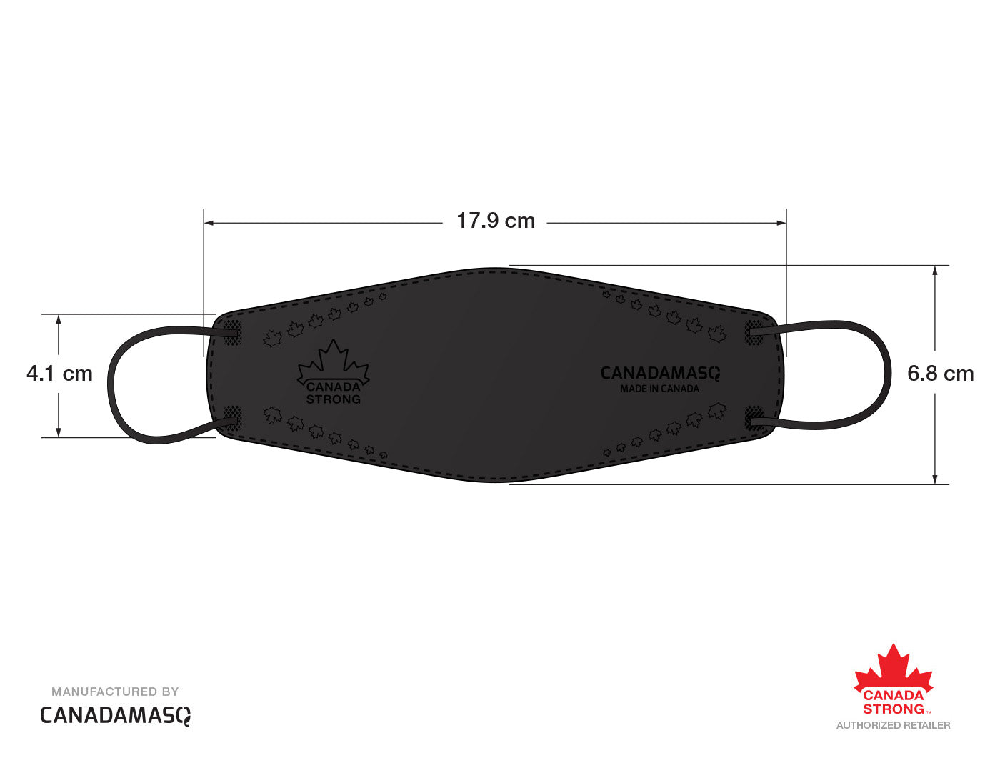 Dimensions of kids black CA-N95 Respirator