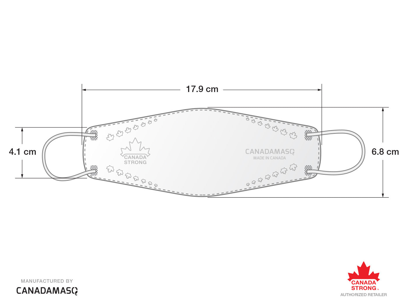 Dimensions of kids white CA-N95 Respirator