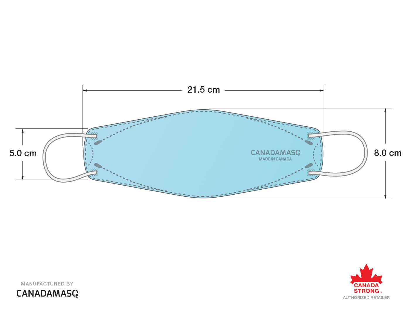 dimensions of canada strong masq CA-N95 large blue respirator mask