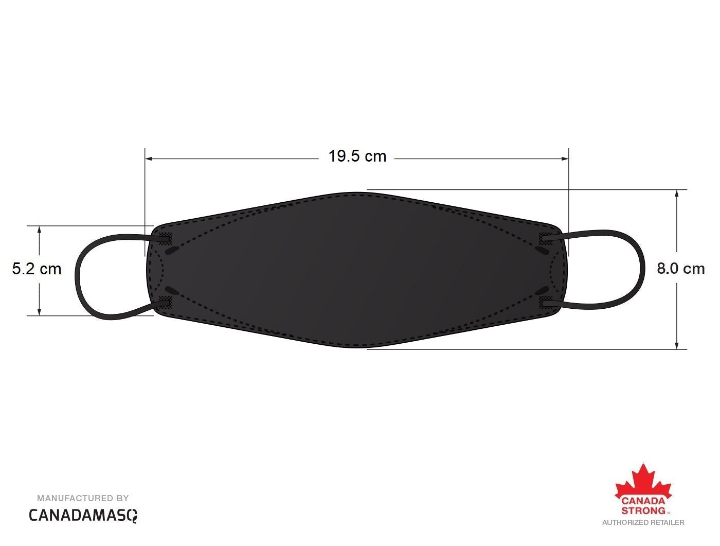Dimensions of Canada Masq Medium CA-N95 respirator mask