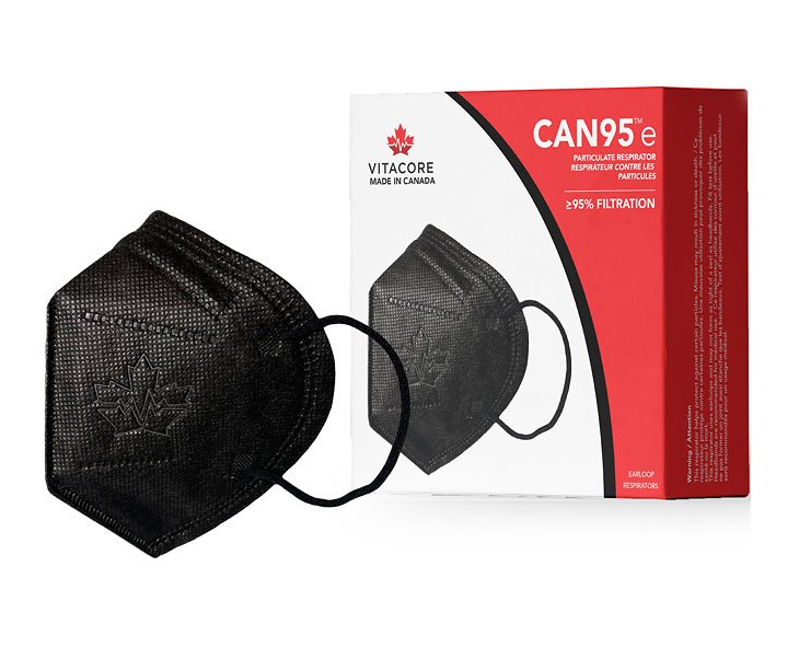 Justin Trudeau Vitacore Black CAN95e earloop respirator mask at Canada Strong Masks